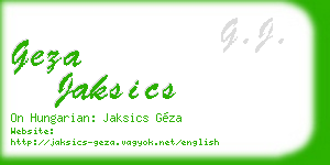 geza jaksics business card